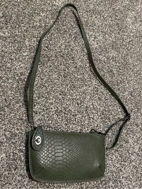 Joy Susan Olive Green Crossbody Bag - Faux Croc Texture